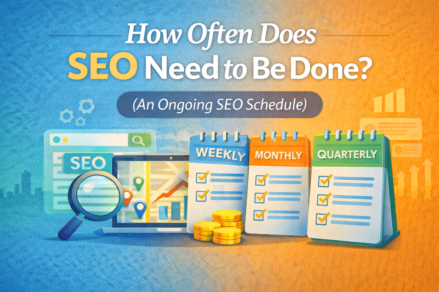 How Often Does SEO Need to Be Done? An Ongoing SEO Schedule (Weekly, Monthly, Quarterly) 1 SEO maintenance schedule overview